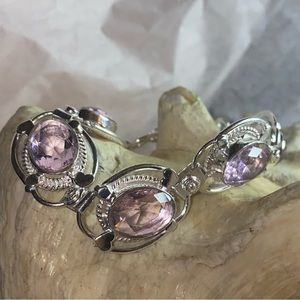Sparkly Pink Kunzite Handcrafted 925 multi-gem bracelet
